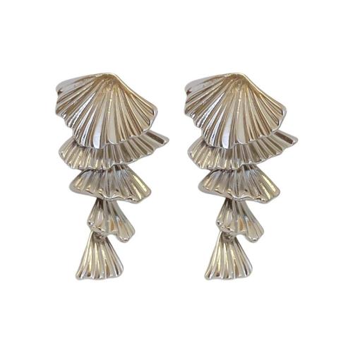 Zinc Alloy Drop Earrings plated fashion jewelry & for woman silver color Sold By PC