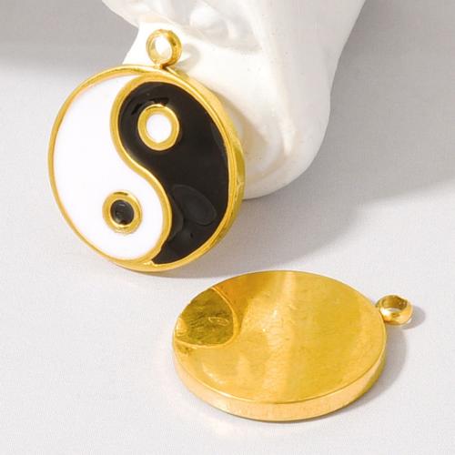 304 Stainless Steel Pendant Round Vacuum Ion Plating DIY & enamel Sold By PC