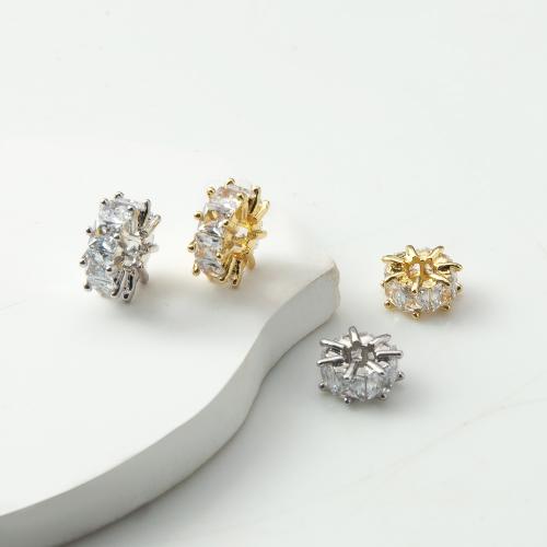 Cubic Zirconia Micro bane messing European perle, forgyldt, du kan DIY & Micro Pave cubic zirconia, flere farver til valg, nikkel, bly & cadmium fri, 4.30x10.60x10.60mm, Solgt af PC