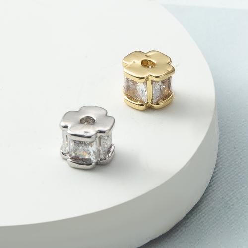 Cubic Zirconia Micro bane messing European perle, forgyldt, du kan DIY & Micro Pave cubic zirconia, flere farver til valg, nikkel, bly & cadmium fri, 5.60x5.60x4.50mm, Solgt af PC