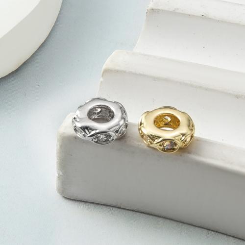 Cubic Zirconia Micro bane messing European perle, forgyldt, du kan DIY & Micro Pave cubic zirconia, flere farver til valg, nikkel, bly & cadmium fri, 2.30x6.35x6.35mm, Solgt af PC