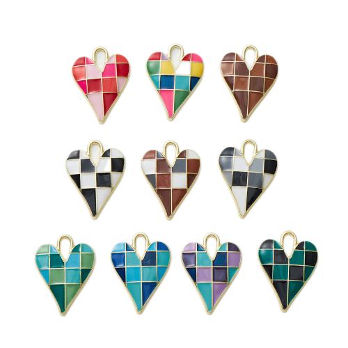 Zinc Alloy émail Pendants, alliage de zinc, coeur, Placage de couleur d'or, DIY, plus de couleurs à choisir, 4PC/sac, Vendu par sac