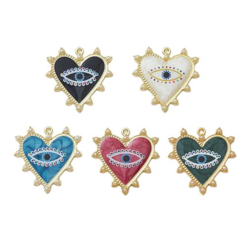 Zinc Alloy émail Pendants, alliage de zinc, avec perle de plastique, coeur, Placage de couleur d'or, DIY, plus de couleurs à choisir, 5PC/sac, Vendu par sac