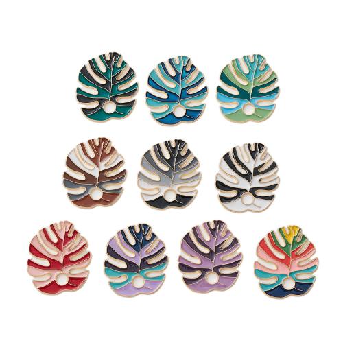 Zinc Alloy émail Pendants, alliage de zinc, feuille, Placage de couleur d'or, DIY, plus de couleurs à choisir, 4PC/sac, Vendu par sac