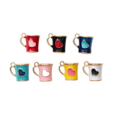 Zinc Alloy émail Pendants, alliage de zinc, tasse, Placage de couleur d'or, DIY, plus de couleurs à choisir, 4PC/sac, Vendu par sac