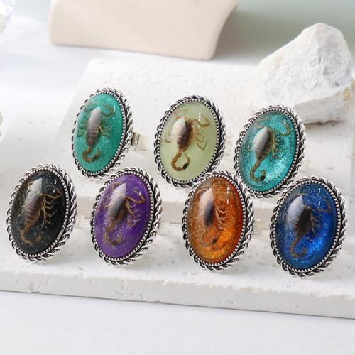 Cinko lydinys Cuff Finger Ring, su Derva, rankų darbo, unisex & įvairių dizaino pasirinkimas & luminated, 6kompiuteriai/Krepšys, Pardavė Krepšys