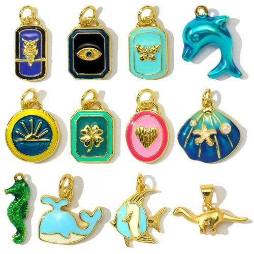 Cubic Zirconia Micro Pave bronze Pingente, cobre, with Pérolas de plástico ABS, Quadrado, banhado, DIY & micro pavimento em zircônia cúbica & esmalte, Mais cores pare escolha, níquel, chumbo e cádmio livre, 3PCs/Bag, vendido por Bag