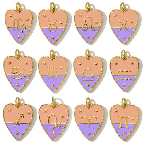 Messing hjerte Vedhæng, Heart, forgyldt, du kan DIY & emalje, flere farver til valg, nikkel, bly & cadmium fri, 3pc'er/Bag, Solgt af Bag