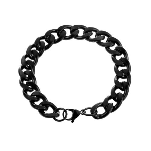 Acier inoxydable 304 bracelet, Placage, bijoux de mode & styles différents pour le choix & pour homme, noire, Longueur Environ 7.9 pouce, Vendu par PC