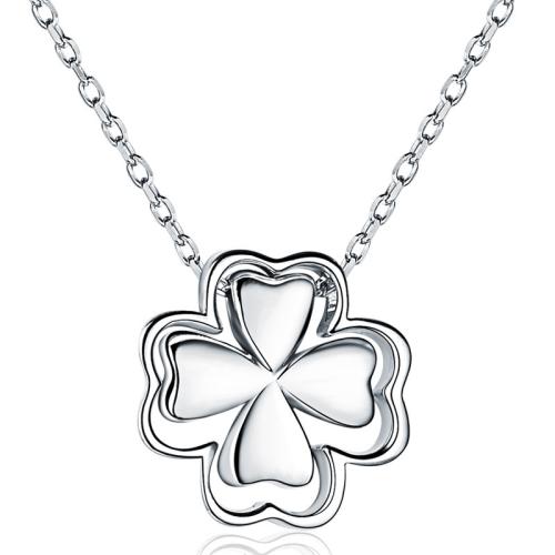 925 Sterling Silver Necklace Four Leaf Clover fashion jewelry & for woman Length Approx 16-20 Inch Sold By PC
