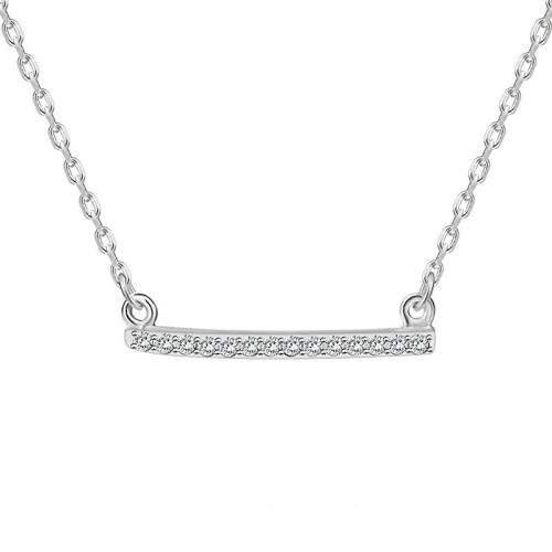 925 Sterling Silver Ogrlica, za žene & s Rhinestone, Dužina Približno 16-20 inčni, Prodano By PC