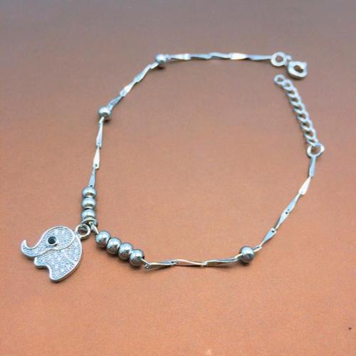 925 Sterling Silver Narukvica, Slon, za žene & s Rhinestone, Dužina Približno 7.5 inčni, Prodano By PC