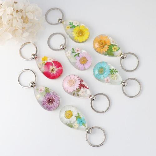 Resin Key Clasp with Dried Flower & Iron Teardrop epoxy gel DIY Sold By Bag