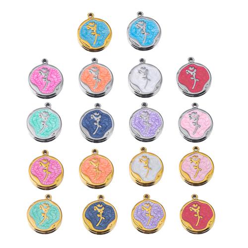 Roestvrij stalen sieraden Hangers, 304 roestvrij staal, Ronde, plated, DIY & glazuur, meer kleuren voor de keuze, 5pC's/Bag, Verkocht door Bag