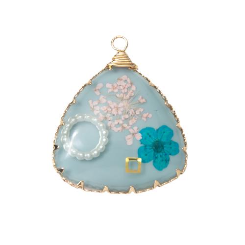 Resina-Pendant, resina, with Fiori secchi & ottone, Lacrima, DIY & imitazione perla, nessuno, 28.88x6.30x3.60mm, Foro:Appross. 1.2mm, Venduto da PC