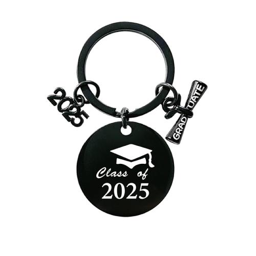 Porte-clés, Acier inoxydable 304, avec alliage de zinc, Rond, Placage, bijoux de mode, plus de couleurs à choisir, 25mm, Trou:Environ 1.2mm, Vendu par PC