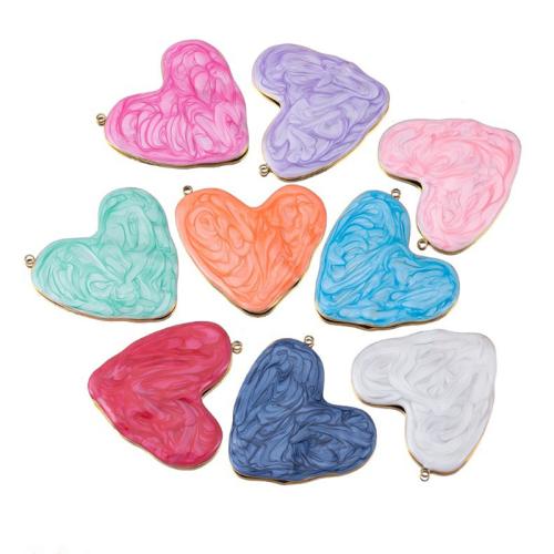 Stainless Steel Heart Pendants 304 Stainless Steel plated DIY & enamel Sold By Bag