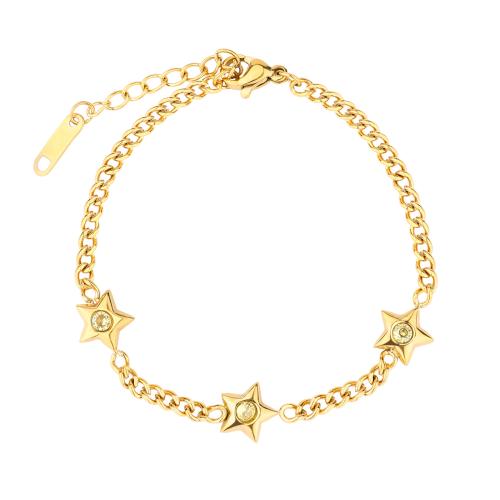 Stainless Steel Jewelry Bracelet 304 Stainless Steel plated fashion jewelry & micro pave cubic zirconia & for woman Length Approx 16 cm Sold By PC