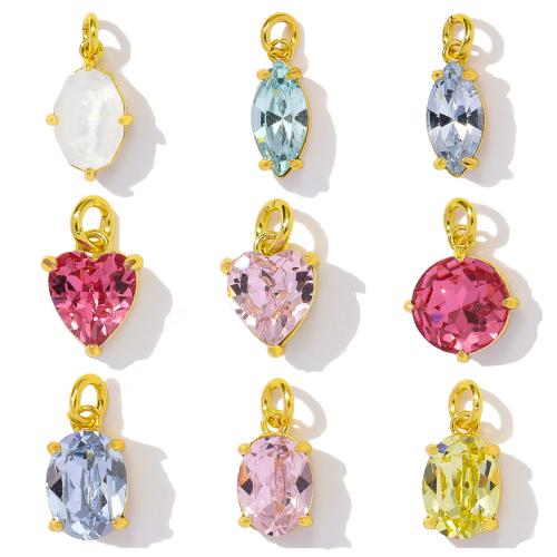 Cubic Zirconia Micro Pave Brass Pendant plated DIY & micro pave cubic zirconia nickel lead & cadmium free Sold By Bag