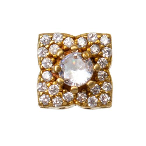 Abalorios de latón Rhinestone, metal, chapado, Bricolaje & con diamantes de imitación, dorado, libre de níquel, plomo & cadmio, 8.82x6.05x8.73mm, Vendido por UD