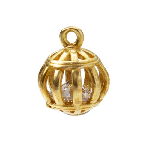 Colgantes de latón de imitación de diamante, metal, Linterna China, chapado, Bricolaje & con diamantes de imitación, dorado, libre de níquel, plomo & cadmio, 9.80x9.80x12.20mm, Vendido por UD