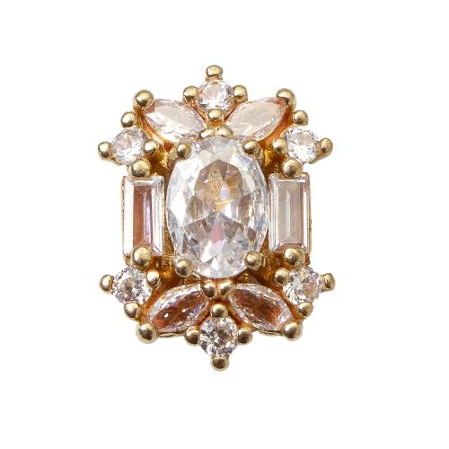 Abalorios de latón Rhinestone, metal, chapado, Bricolaje & con diamantes de imitación, dorado, libre de níquel, plomo & cadmio, 11.80x7.60x15.50mm, diámetro interior:aproximado 1.2mm, Vendido por UD