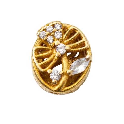 Abalorios de latón Rhinestone, metal, chapado, Bricolaje & con diamantes de imitación, dorado, libre de níquel, plomo & cadmio, 9.63x4.90x11.60mm, diámetro interior:aproximado 1.2mm, Vendido por UD