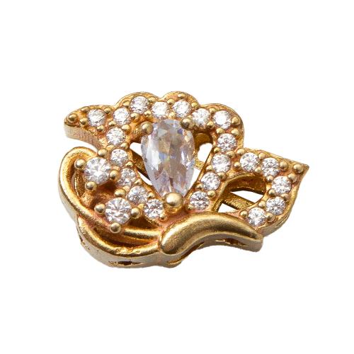 Abalorios de latón Rhinestone, metal, chapado, Bricolaje & con diamantes de imitación, dorado, libre de níquel, plomo & cadmio, 14.35x5.91x9.71mm, diámetro interior:aproximado 1.2mm, Vendido por UD