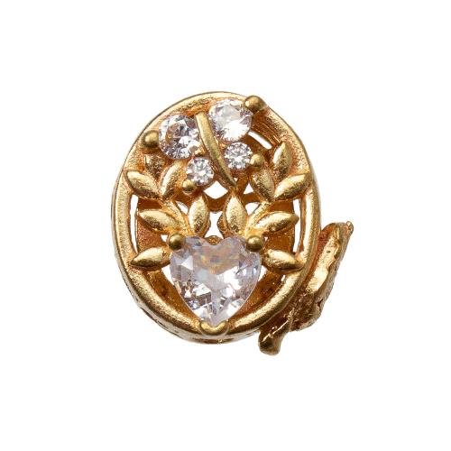 Abalorios de latón Rhinestone, metal, chapado, Bricolaje & con diamantes de imitación, dorado, libre de níquel, plomo & cadmio, 11x5.86x11.10mm, diámetro interior:aproximado 1.2mm, Vendido por UD