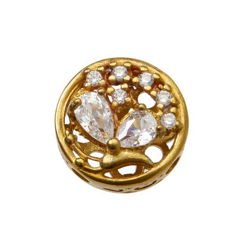 Abalorios de latón Rhinestone, metal, chapado, Bricolaje & con diamantes de imitación, dorado, libre de níquel, plomo & cadmio, 11.90x6.50x11.90mm, diámetro interior:aproximado 1.2mm, Vendido por UD
