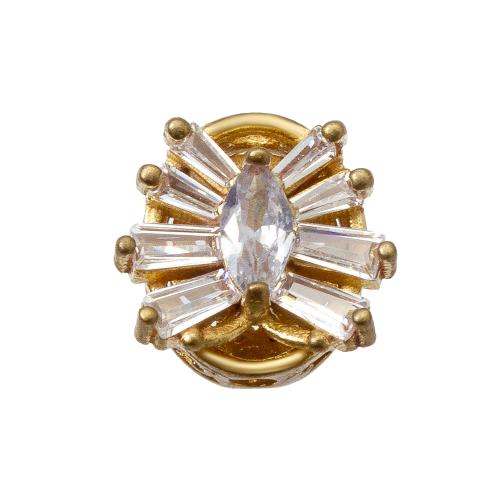 Strasszos Brass Beads, Sárgaréz, galvanizált, DIY, aranysárga, nikkel, ólom és kadmium mentes, 11.60x7x11.20mm, Belső átmérő:Kb 1.2mm, Által értékesített PC