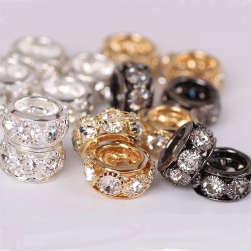 Sinc Alloy bead poll mór, plátáilte, DIY & méid éagsúla do rogha & le rhinestone, dathanna níos mó le haghaidh rogha, Díolta De réir PC