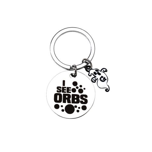304 Stainless Steel Key spona, Flat Round, Halloweenský design & unisex & různé styly pro výběr & s písmenem vzorem, Původní barva, 60x30mm, Prodáno By PC