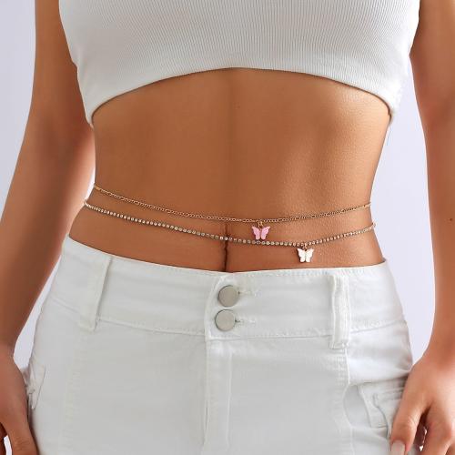 Decorative Belt Zinc Alloy with Copper Coated Iron & iron chain & Cubic Zirconia & Iron & Acrylic fashion jewelry & for woman Sold By PC