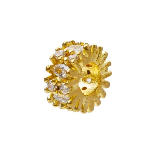 Strasszos Brass Beads, Sárgaréz, galvanizált, DIY, aranysárga, nikkel, ólom és kadmium mentes, 8.05x3.65x8.05mm, Belső átmérő:Kb 1.2mm, Által értékesített PC