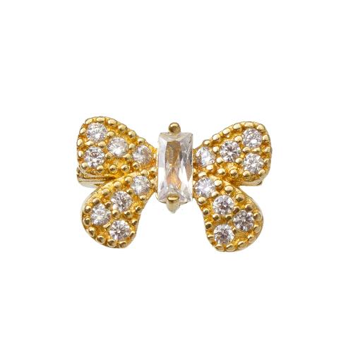 Strass messing hangers, Strik, plated, DIY & met strass & dubbel-gat, gouden, nikkel, lood en cadmium vrij, 11.40x4.90x7.70mm, Verkocht door PC