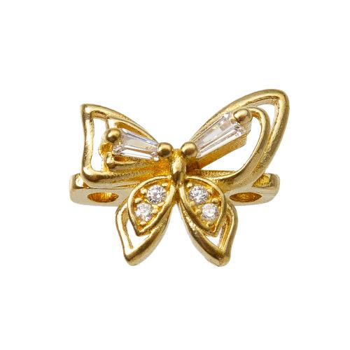 Strass messing hangers, Vlinder, plated, DIY & met strass & dubbel-gat, gouden, nikkel, lood en cadmium vrij, 11.10x6.70x9.80mm, Verkocht door PC