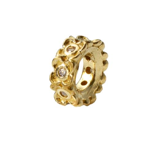 Rhinestone Brass Beads plated DIY & with rhinestone golden nickel lead & cadmium free Inner Approx 1.2mm Sold By PC
