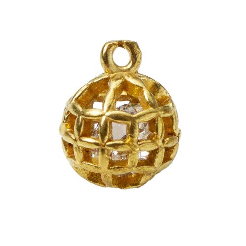 Strasszos Brass Medálok, Sárgaréz, Kerek, galvanizált, DIY, aranysárga, nikkel, ólom és kadmium mentes, 9.50x9.30x11.70mm, Által értékesített PC