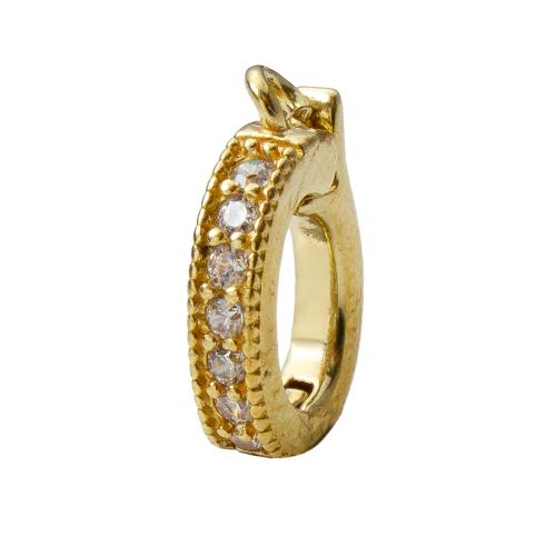 Rhinestone Brass Pendants Round plated DIY & with rhinestone golden nickel lead & cadmium free Sold By PC