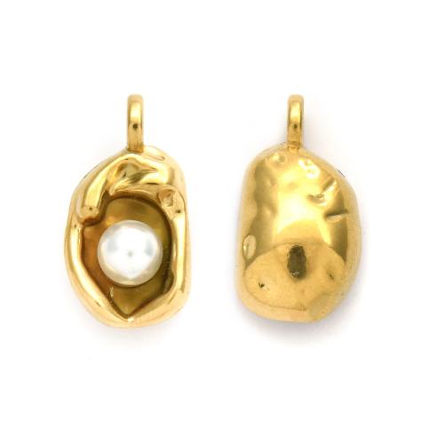 Jóias Pingentes de aço inoxidável, Aço inoxidável 304, with Concha de resina, cromado de cor dourada, DIY, dourado, 10PCs/Bag, vendido por Bag