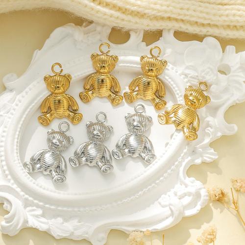 Stainless Steel Pendants 304 Stainless Steel Bear plated DIY Sold By Bag
