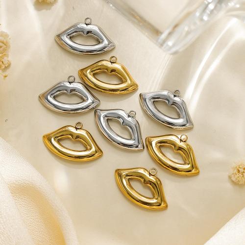 Rozsdamentes acél Ékszerek Medálok, 304 rozsdamentes acél, Ajak, galvanizált, DIY, több színt a választás, 10PC-k/Bag, Által értékesített Bag