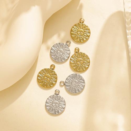 Stainless Steel Pendants 304 Stainless Steel Round plated DIY Sold By Bag