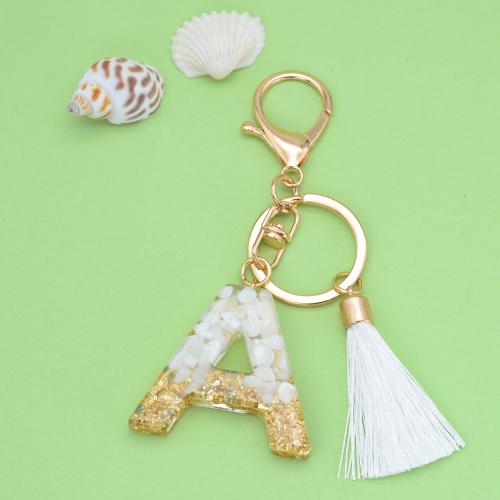 Key Chain, Smola, s Cink Alloy, Pismo abecede, epoksi naljepnica, različitih stilova za izbor & za žene, žut, Prodano By PC