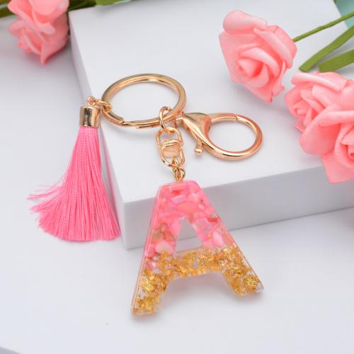 Key Chain, Smola, s Cink Alloy, Pismo abecede, epoksi naljepnica, različitih stilova za izbor & za žene, roze, 115mm, Prodano By PC