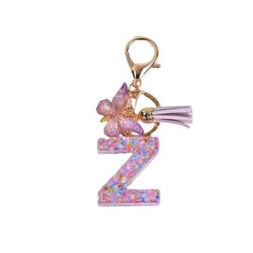 Bag Purse Charms Keyrings Keychains Resin with Zinc Alloy Alphabet Letter epoxy gel & for woman 115mm Sold By PC