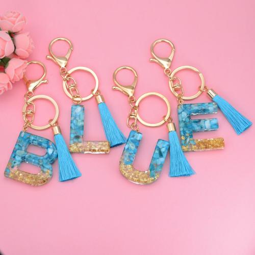 Bag Purse Charms Keyrings Keychains Resin with Zinc Alloy Alphabet Letter epoxy gel Unisex blue 115mm Sold By PC