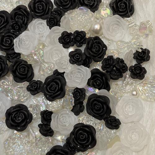 Resin Smycken Pärlor, Harts, blandad mönster & DIY & frosted, vit och svart, beads  length 20-35mm, Säljs av G