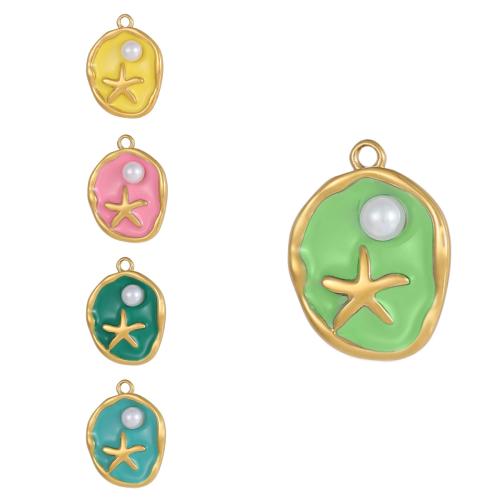 Roestvrij stalen sieraden Hangers, 304 roestvrij staal, met Plastic Pearl, gold plated, DIY & glazuur, meer kleuren voor de keuze, Verkocht door PC